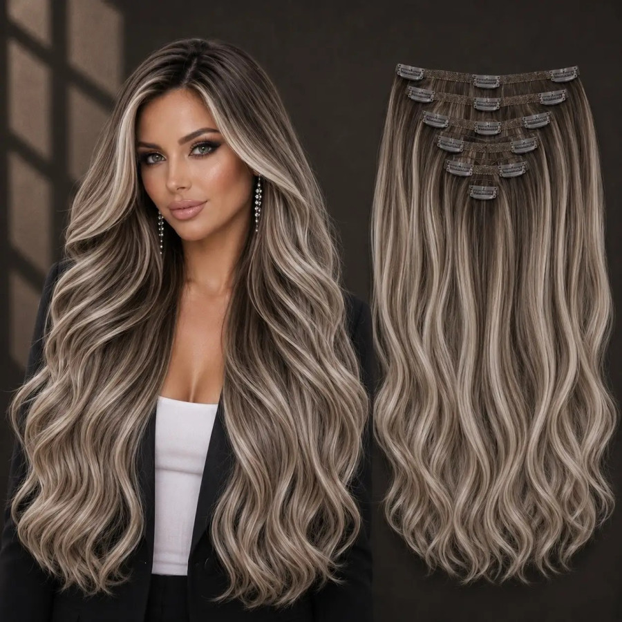 Clip-On White Platinum Balayage #9/Light Grey Clip-On White Platinum Balayage #9/Light Grey